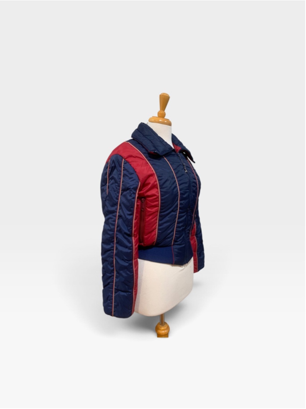 Vntg 70’s Women's White Stag Puffy Bomber Jacket Size S Blue Red - Picture 6 of 10